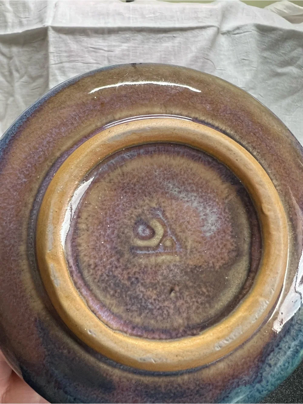Noodle Bowl Hand Crafted Blue Stoneware Set Of 2. Marked AD